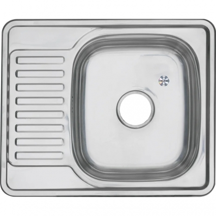 Мойка кухонная Melana 5848 U 0,6/160 58x48, серебристая, встраиваемая сверху, нержавеющая сталь, полированная, прямоугольная