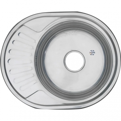 Мойка кухонная Melana 5745 U 0,6/160 57x45, серебристая, встраиваемая сверху, нержавеющая сталь, полированная, овальная