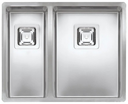 Мойка кухонная Kantera Texas 18x40+30x40 LUX R28056 55x44, stainless steel, интегрированная, встраиваемая сверху, встраиваемая снизу, нержавеющая сталь, брашированная, прямоугольная