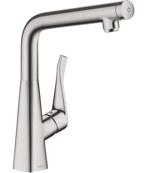 Смеситель Hansgrohe Metris Select 14883800 для кухонной мойки сталь, высота излива 30.7 см