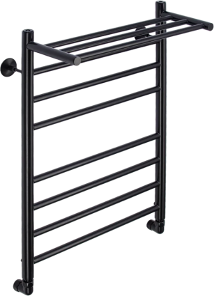 Полотенцесушитель водяной Comfysan Luce W-8 80х50 80x55 см, черный матовый, лесенка, с полкой