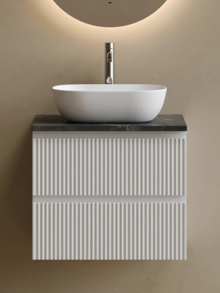 Тумба с раковиной Sancos Сноб Р (Snob R) 60 белая (bianco), со столешницей TT60A1X, раковина CN6009, подвесная, матовая