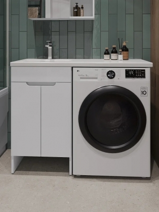 Тумба с раковиной Orange Канди 110 L под стиральную машину, белая, напольная, глянцевая