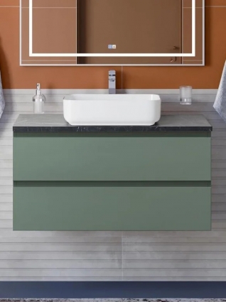 Тумба под раковину со столешницей BelBagno Крафт (Kraft) 100 подвесная, матовая еловая, столешница kep-100-mno, с ящиками