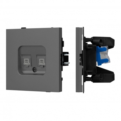 Механизм компьютерной розетки двойной SCT-TENDO-MPC2-SFPL-GR (RJ-45, CAT6) Arlight 054597, цвет серый