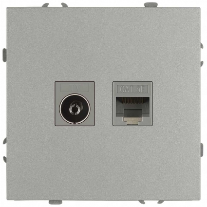 Розетка ЭРА Galaxy 15-3110-03 комбинированная RJ45+TV IP20 алюминий Б0070780 цвет серый