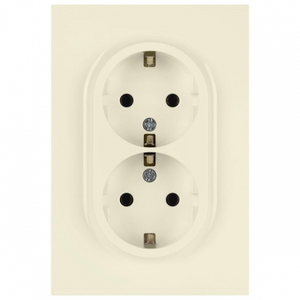 Розетка ЭРА Arktik 16-2104-02 двойная с заземлением 2X2P+E Schuko 16А-250В слоновая кость Б0070445, цвет белый