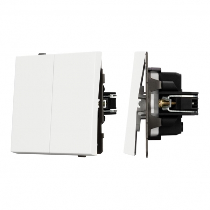 Механизм выключателя двухклавишный непроходной SWT-TENDO-MK02-SFPL-WH (230V, 10A) Arlight 054547, цвет белый
