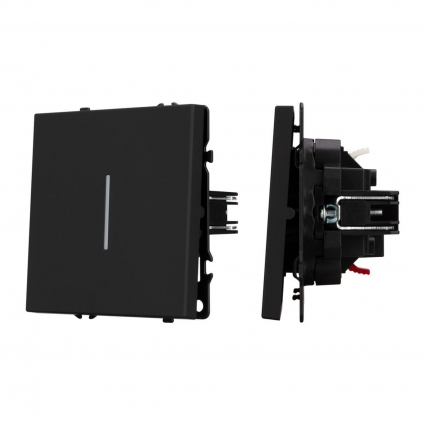 Механизм выключателя одноклавишный проходной LED SWT-NOBE-MKP1-SFPL-L-BK (230V, 10A) Arlight 054261, цвет черный
