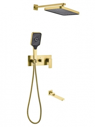 Душевая система встраиваемая Fmark FS8750-3C, матовое золото, шланг 150 см