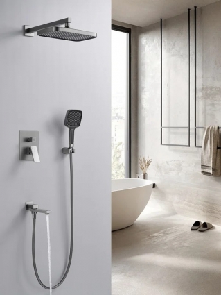Душевая система встраиваемая Rose R2835T, оружейная сталь, шланг 150 см