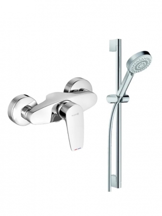 Душевой комплект Kludi Смеситель для душа Pure&Solid 348410575 хром + Душевой гарнитур DIVE S 6863005-00 хром штанга 12.5 см,  в современном стиле