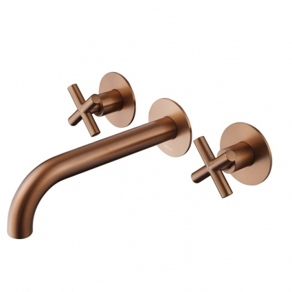 Смеситель ABBER Wasser Kreis AF81121MRG для раковины скрытого монтажа, розовое золото матовое, двухвентильный