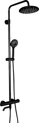 Душевая стойка Gappo G90 G2490-6 со смесителем, с термостатом, матовая черная, 3 режима