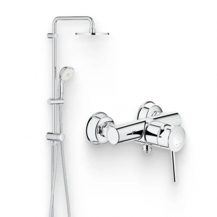 Душевой комплект Смеситель для душа Grohe BauClassic 32867000 хром + Стойка New Tempesta Rustic 27399002 без смесителя, хром в современном стиле