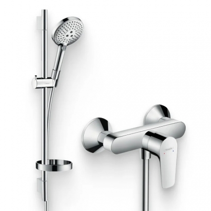 Душевой комплект Смеситель для душа Hansgrohe Talis E 71760000 глянцевый хром + Гарнитур Raindance Select S 120 3iet 26630000 штанга 12.2 см,  в современном стиле