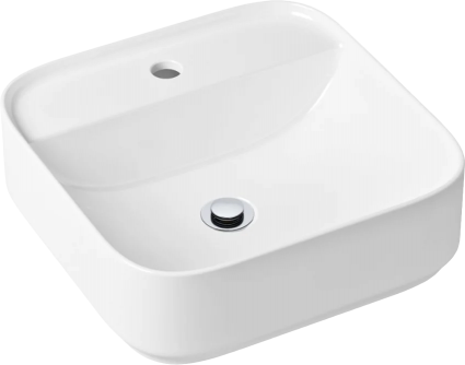 Накладная раковина Lavinia Boho Bathroom Sink Slim 21520838 белая, хром, квадратная, с 1 отверстием под смеситель, с донным клапаном, хром