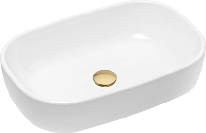 Накладная раковина Lavinia Boho Bathroom Sink 21520793 белая, золото, прямоугольная, с донным клапаном, золото