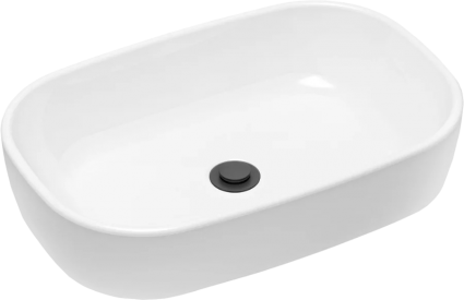 Накладная раковина Lavinia Boho Bathroom Sink 21520790 белая, матовая черная, прямоугольная, с донным клапаном, черный матовый