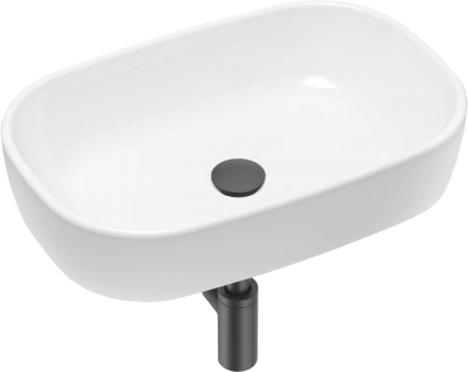 Накладная раковина Lavinia Boho Bathroom Sink 21520008 белая, матовая черная, прямоугольная, с сифоном и донным клапаном, черный матовый