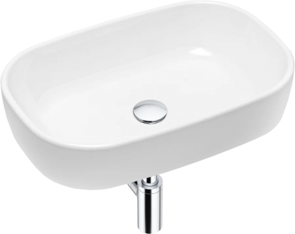 Накладная раковина Lavinia Boho Bathroom Sink 21520006 белая, хром, прямоугольная, с сифоном и донным клапаном, хром
