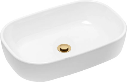 Накладная раковина Lavinia Boho Bathroom Sink Slim 21520802 белая, золото, прямоугольная, с донным клапаном, золото