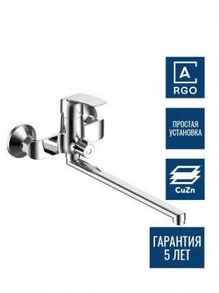Смеситель для ванны с длинным изливом Argotech Standart 35-L35/K IZEO хром, с поворотным изливом, однорычажный