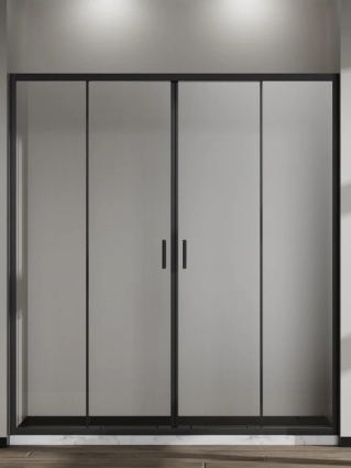 Душевая дверь в нишу Vincea Сити (City) VDS-5CT2170CLB, 170 см, профиль черный, стекло прозрачное, раздвижная