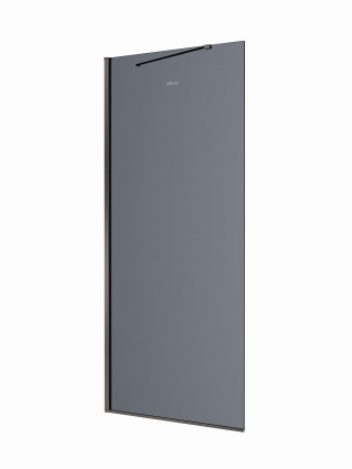 Cezares LIBERTA-L-1-TB-100-GR-GM Душевая перегородка универсальная с односторонним входом, стекло графит, профиль Оружейная сталь, 1000x1950 мм в современном стиле