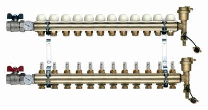 Коллектор Tiemme 3870018 1" х 3/4", латунный, 12 выходов