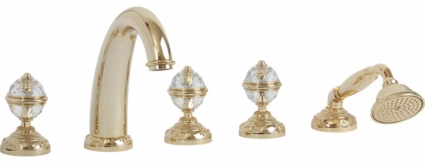 Смеситель Migliore Cristalia Swarovski ML.CRS-3780 Do на борт ванны двухвентильный, золото