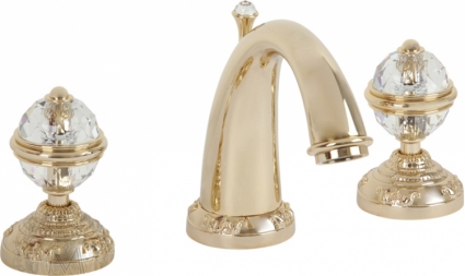 Смеситель Migliore Cristalia Swarovski ML.CRS-3712 Do для раковины двухвентильный, золото