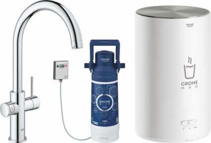 Смеситель Grohe Red II Duo 30083001 для кухонной мойки, с водонагревателем, однорычажный, хром