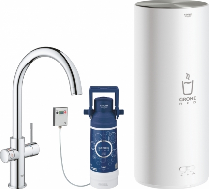 Смеситель Grohe Red II Duo 30079001 для кухонной мойки, с водонагревателем, однорычажный, хром