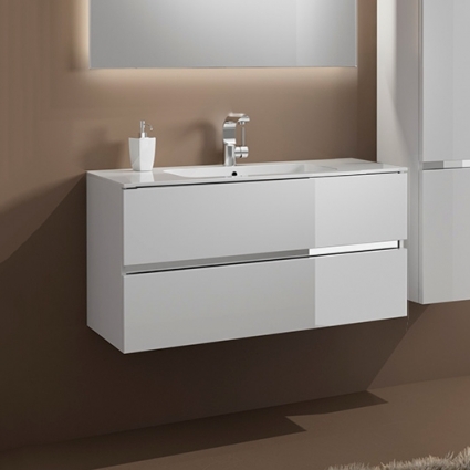 Тумба с раковиной Sanvit Кубэ-2 60 белый глянец, подвесная, с ящиками