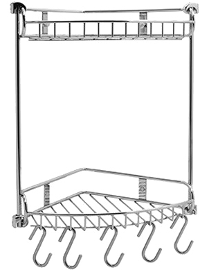 Полка Wasserkraft K-1222 2-ярусная, с крючками, подвесная, угловая