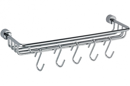 Полка Wasserkraft Donau K-9415 с крючками, подвесная, хром