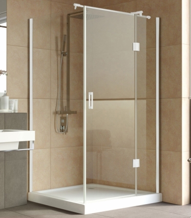 Душевой уголок Vegas Glass AFP-Fis Lux 120*100 01 01 R профиль белый, стекло прозрачное, прямоугольный, двери распашные