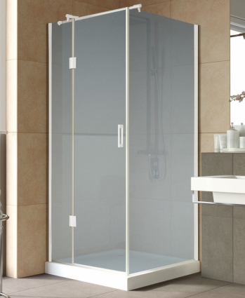 Душевой уголок Vegas Glass AFP-Fis Lux 0090 01 10 L профиль белый, стекло сатин, квадратный, двери распашные