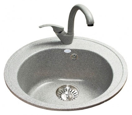 Мойка кухонная Ulgran U-101-310 серый матовая, круглая, 50x50 см