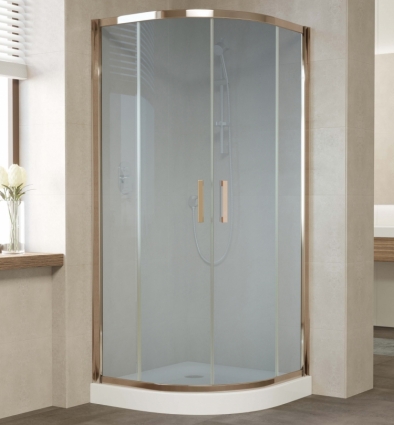 Душевой уголок Vegas Glass ZS 0090 05 10 профиль бронза, стекло сатин, четверть круга, двери раздвижные