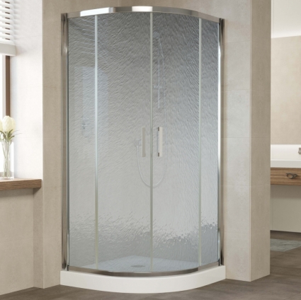 Душевой уголок Vegas Glass ZS 0100 08 02 профиль глянцевый хром, стекло шиншилла, четверть круга, двери раздвижные