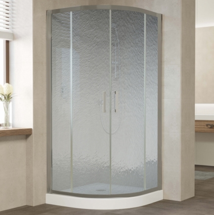 Душевой уголок Vegas Glass ZS 0100 07 02 профиль матовый хром, стекло шиншилла, четверть круга, двери раздвижные