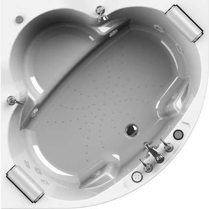 Акриловая ванна Radomir Сорренто 3 Комфорт White 130x130, форсунки white, пристенная, четверть круга
