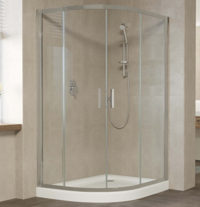 Душевой уголок Vegas Glass ZS-F 120*100 07 01 профиль матовый хром, стекло прозрачное, прямоугольный-асимметричный, двери раздвижные