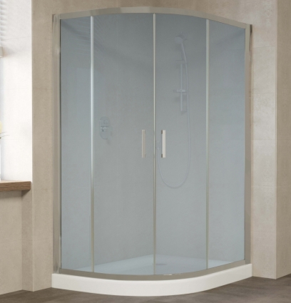Душевой уголок Vegas Glass ZS-F 120*100 07 10 профиль матовый хром, стекло сатин, прямоугольный-асимметричный, двери раздвижные