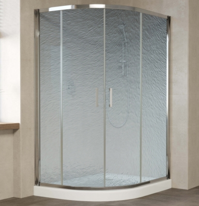 Душевой уголок Vegas Glass ZS-F 120*110 08 02 профиль глянцевый хром, стекло шиншилла, прямоугольный-асимметричный, двери раздвижные