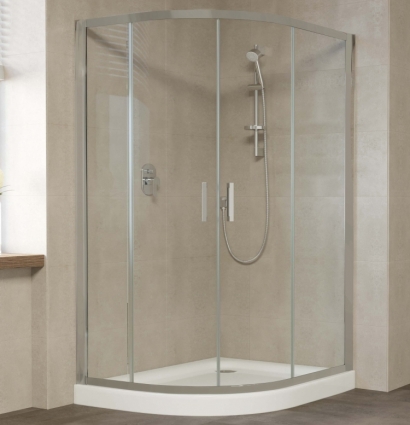 Душевой уголок Vegas Glass ZS-F 120*110 07 01 профиль матовый хром, стекло прозрачное, прямоугольный-асимметричный, двери раздвижные