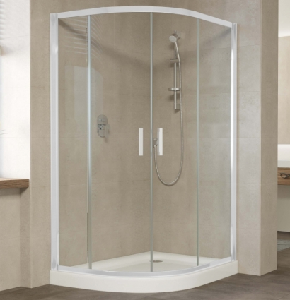 Душевой уголок Vegas Glass ZS-F 120*90 01 01 профиль белый, стекло прозрачное, прямоугольный-асимметричный, двери раздвижные