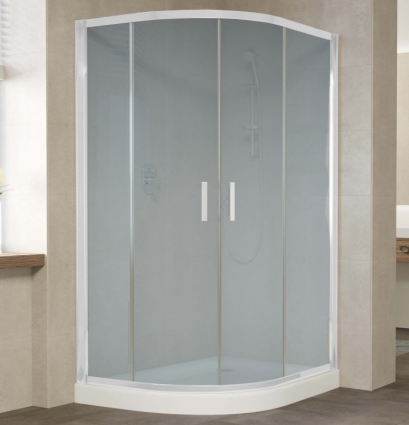 Душевой уголок Vegas Glass ZS-F 120*90 01 10 профиль белый, стекло сатин, прямоугольный-асимметричный, двери раздвижные